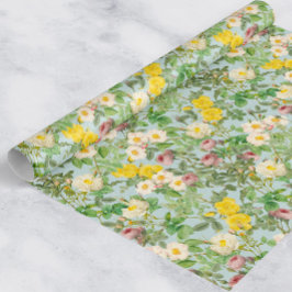 Antikes botanisches Rosenverpackungspapier in Meer Geschenkpapier