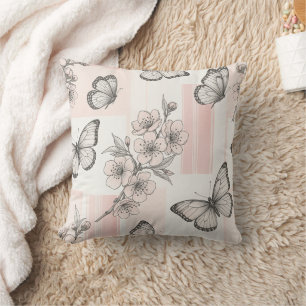 Antikes botanisches Schmetterlings-Toile-Muster (9 Kissen
