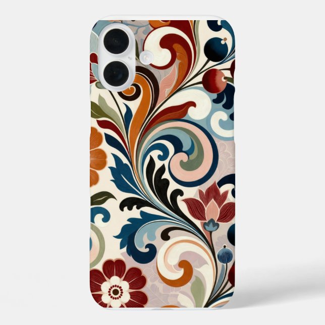 Antikes botanisches Wirbel-Blumenmuster Case-Mate iPhone Hülle (Rückseite)