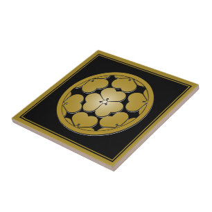 Antikes Braun Beige Chosokabe Japan Mon Oriental Fliese