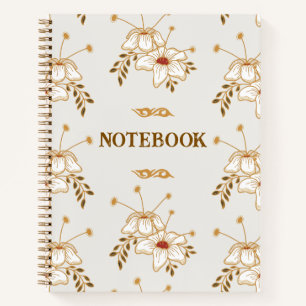 Antikes braunes Gold-Blumen-Botanik-Muster Notizbuch