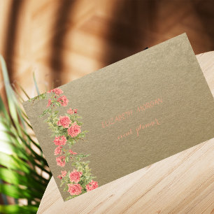 Antikes braunes Kraftpapier, Spitze, Rosen Visitenkarte