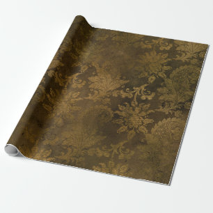 Antikes Bronze-Gold-Damaskus Geschenkpapier