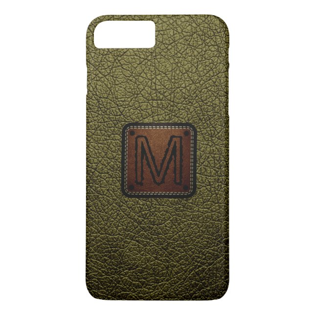 Antikes Bronze-Leder-Look-Monogramm Case-Mate iPhone Hülle (Rückseite)