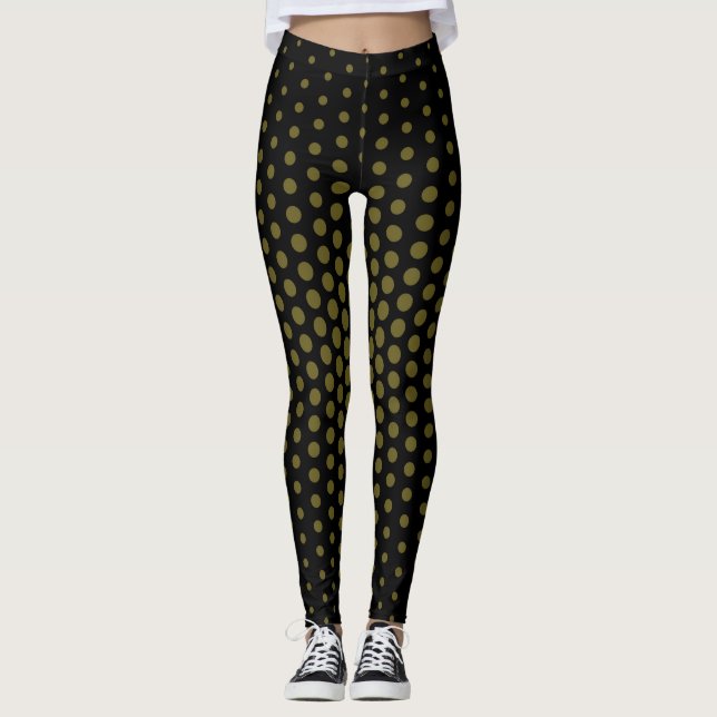 Antikes Bronze-Technisches Dot-Muster Leggings (Vorderseite)