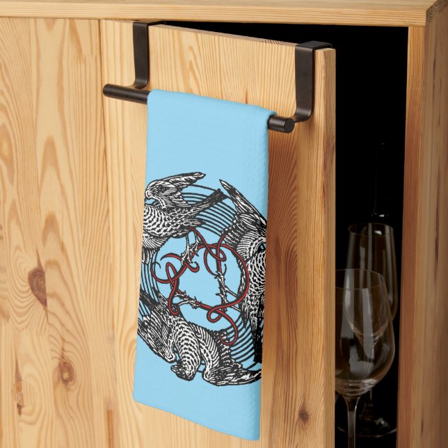 Antikes Buchzeichen Drei Hawks William de Morgan Geschirrtuch (Drittel gefaltet)