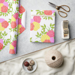 Antikes bunter Rosen Blumenmuster Geschenkpapier
