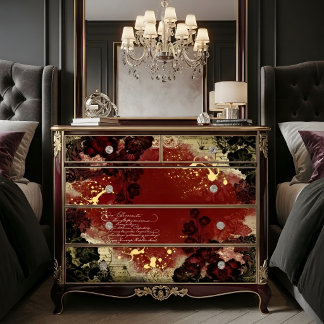 Antikes Burgunderrot Shabby Chic Florales Dekoupag Seidenpapier
