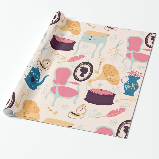 antikes Cameo-Grammophon-Phonograph viktorianisch Geschenkpapier (Ungerollt)