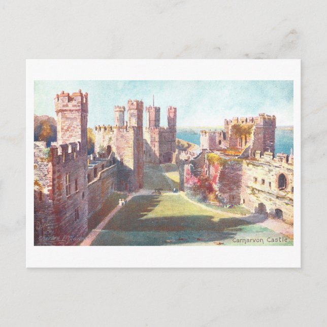 Antikes Carnarvon Castle Postkarte (Vorderseite)