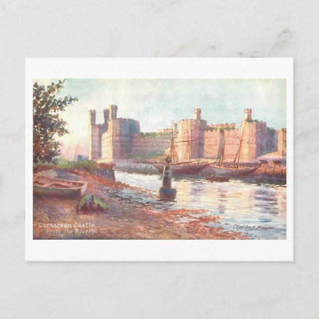 Antikes Carnarvon Castle Postkarte (Vorderseite)