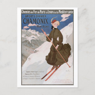 Antikes Chamonix Frankreich Ski Französische Alpen Postkarte