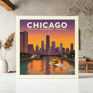 Antikes Chicago Illinois Fliese