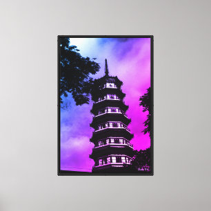 Antikes China Kanton die blumige Pagode Leinwanddruck
