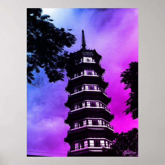 Antikes China Kanton die blumige Pagode Poster (Vorne)