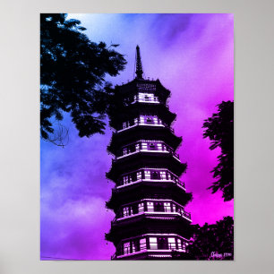 Antikes China Kanton die blumige Pagode Poster