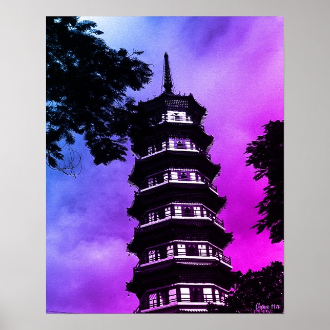 Antikes China Kanton die blumige Pagode Poster (Vorne)