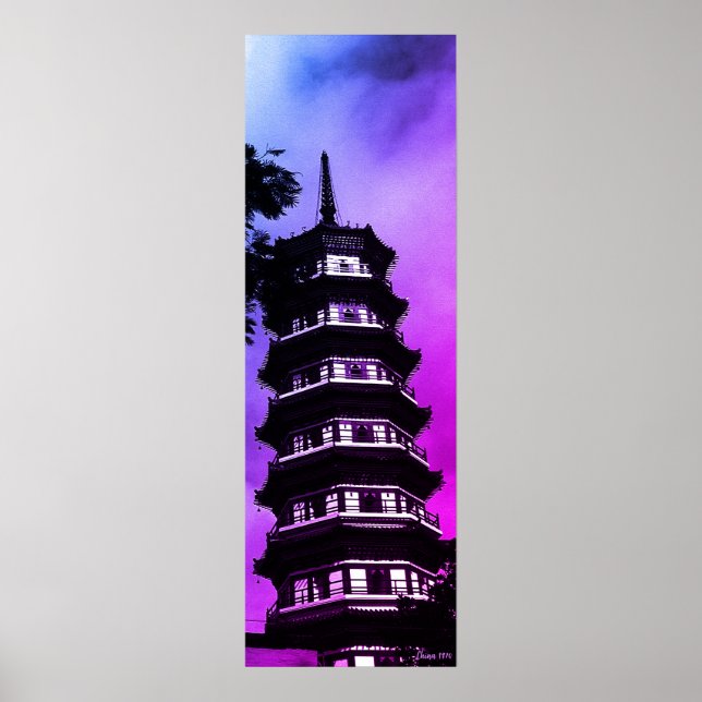 Antikes China Kanton die blumige Pagode Poster (Vorne)