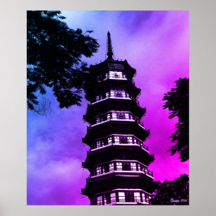Antikes China Kanton die blumige Pagode Poster
