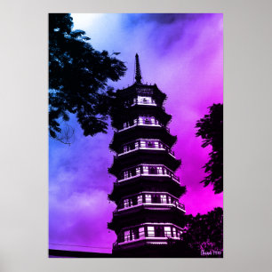 Antikes China Kanton die blumige Pagode Poster
