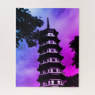 Antikes China Kanton die blumige Pagode Puzzle