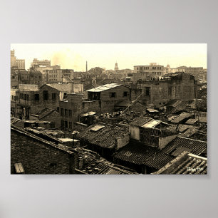 Antikes China Kanton Stadt Poster