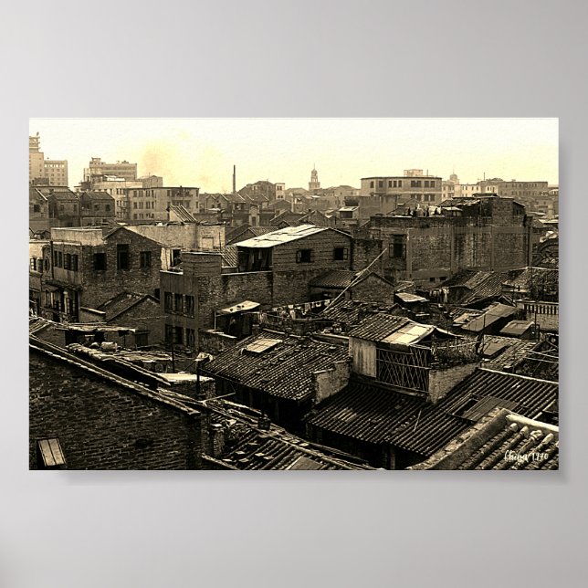 Antikes China Kanton Stadt Poster (Vorne)