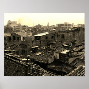 Antikes China Kanton Stadt Poster