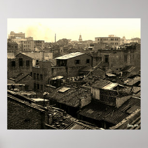 Antikes China Kanton Stadt Poster