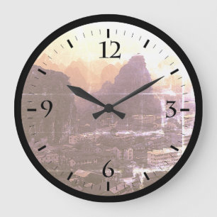 Antikes China Überblick über die Stadt Guilin Groß Große Wanduhr