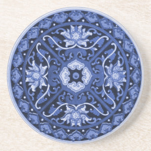 Antikes chinesisches Blau-Weiß-Mandala Getränkeuntersetzer