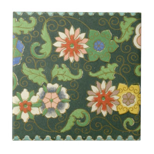 Antikes chinesisches Cloisonné-Muster: Jade Grün Fliese