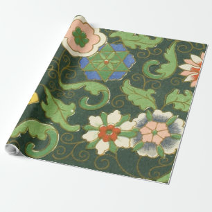 Antikes chinesisches Cloisonné-Muster: Jade Grün Geschenkpapier