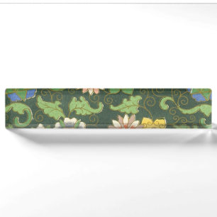 Antikes chinesisches Cloisonné-Muster: Jade Grün Namensplakette