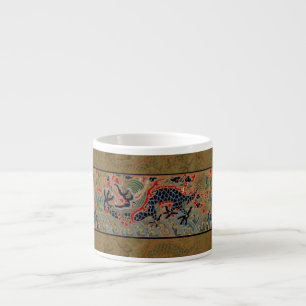 Antikes chinesisches Drache Seidenstickerei-Muster Espressotasse