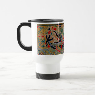 Antikes chinesisches Drache Seidenstickerei-Muster Reisebecher