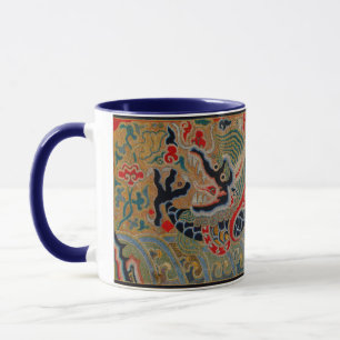 Antikes chinesisches Drache Seidenstickerei-Muster Tasse