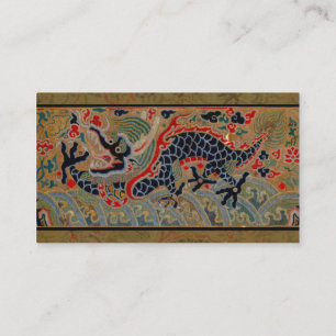 Antikes chinesisches Drache Seidenstickerei-Muster Visitenkarte