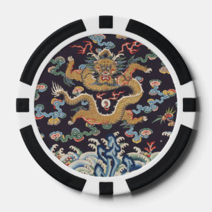 Antikes chinesisches Drachen-orient-Seidenmuster Pokerchips
