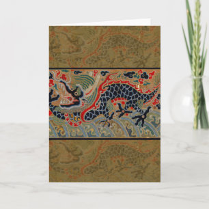 Antikes chinesisches Drachen-Seidenstickereimuster Karte