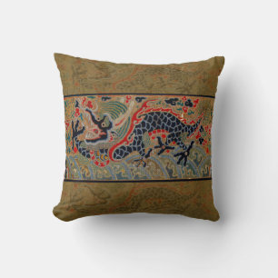 Antikes chinesisches Drachen-Seidenstickereimuster Kissen
