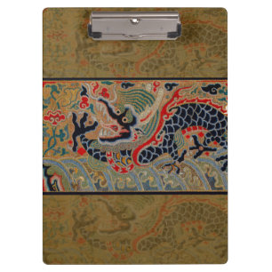 Antikes chinesisches Drachen-Seidenstickereimuster Klemmbrett