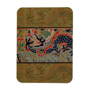 Antikes chinesisches Drachen-Seidenstickereimuster Magnet