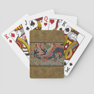 Antikes chinesisches Drachen-Seidenstickereimuster Spielkarten