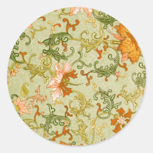 Antikes chinesisches Ornament Jones Blumen Runder Aufkleber