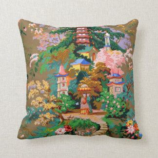 Antikes Chinoiserie-Entwurfs-Pagoden-Kissen Kissen