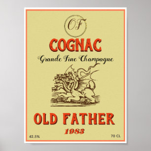 Antikes Cognac-Label Poster