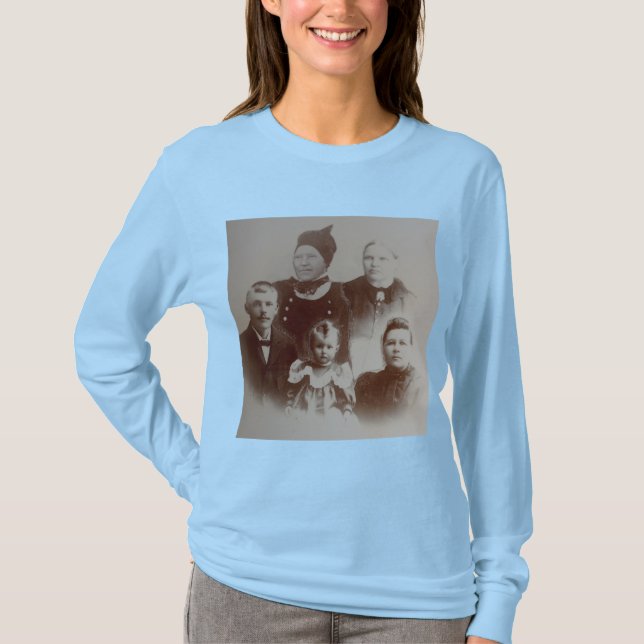 Antikes Collage Foto B&W Image Long Sleeve T-Shirt (Vorderseite)