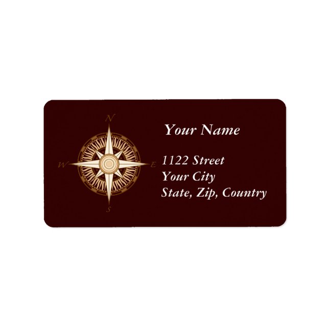 Antikes Compass Chocolate Brown Address Label Adressaufkleber (Vorne)