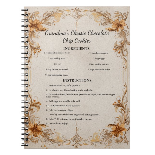 Antikes Cookbook Border Design Notizblock (Vorderseite)